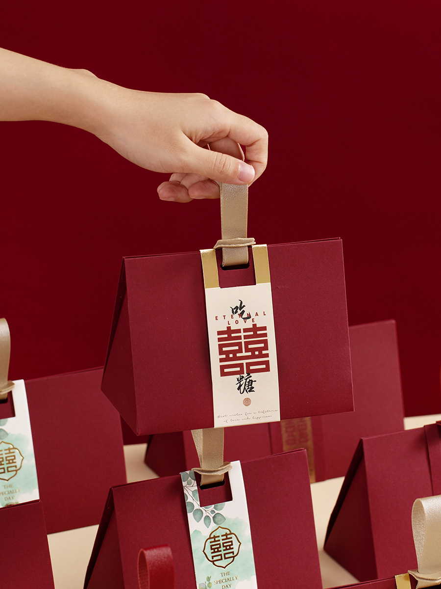 新款手提喜糖盒伴手礼中式结婚订婚礼盒百日回礼盒中国风喜糖盒子