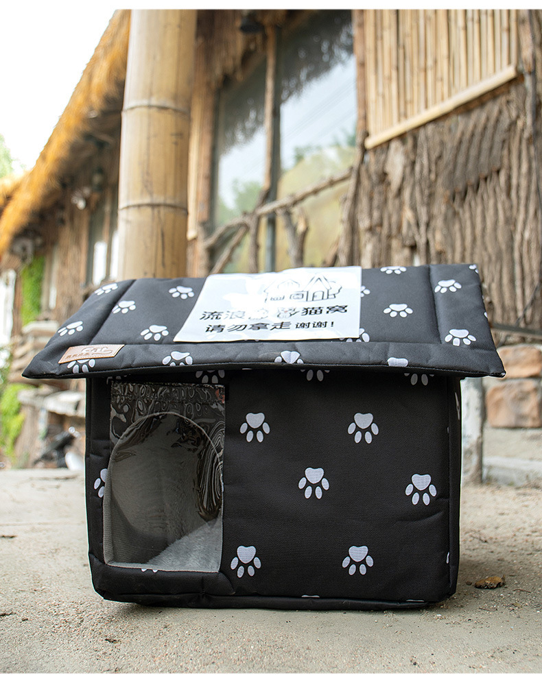 流浪猫窝户外流浪猫狗房子保暖牛津布防水防晒猫舍猫屋宠物窝跨境