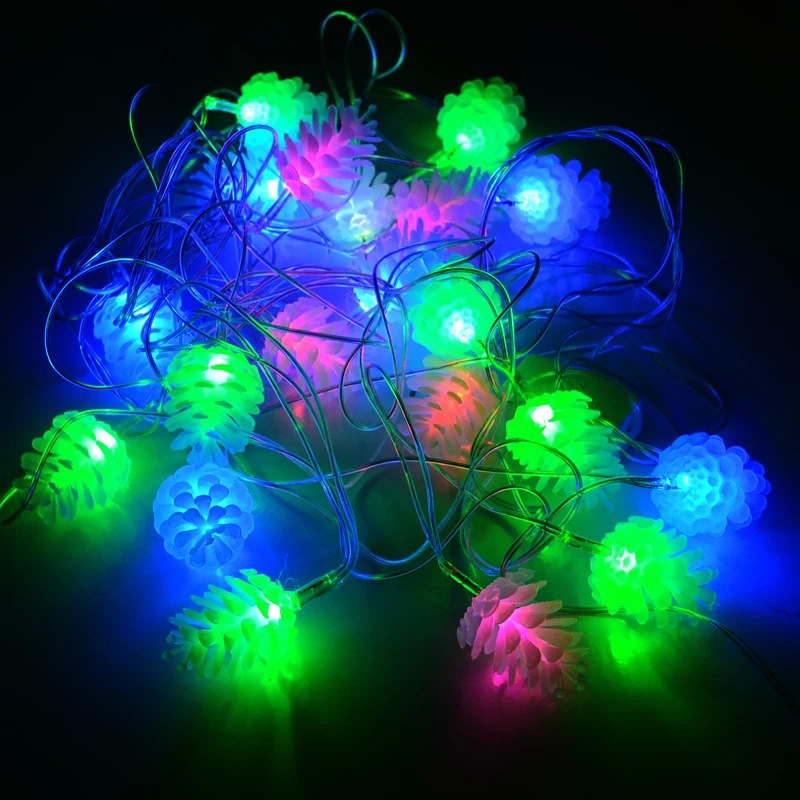 工厂批发led松果灯串圣诞节日彩灯派对用品室内室外装饰led灯串