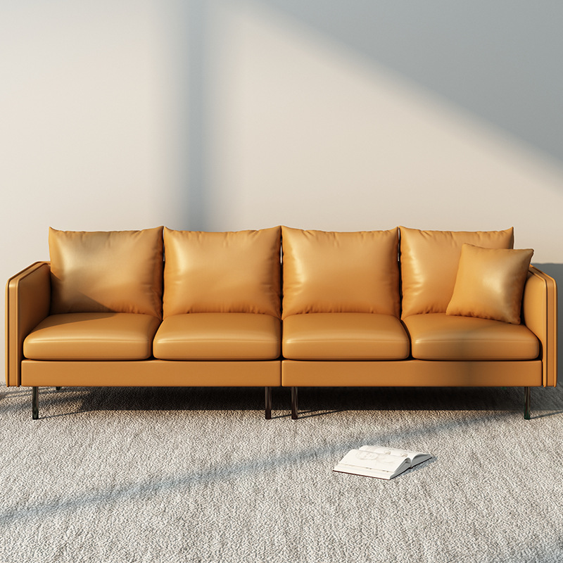 真皮沙发客厅2021年新款十大品牌轻奢三人直排四人位一字型皮沙发
