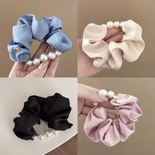 布艺珍珠头绳缎面韩版大肠发圈高级感马尾皮筋丸子头发绳头花发饰