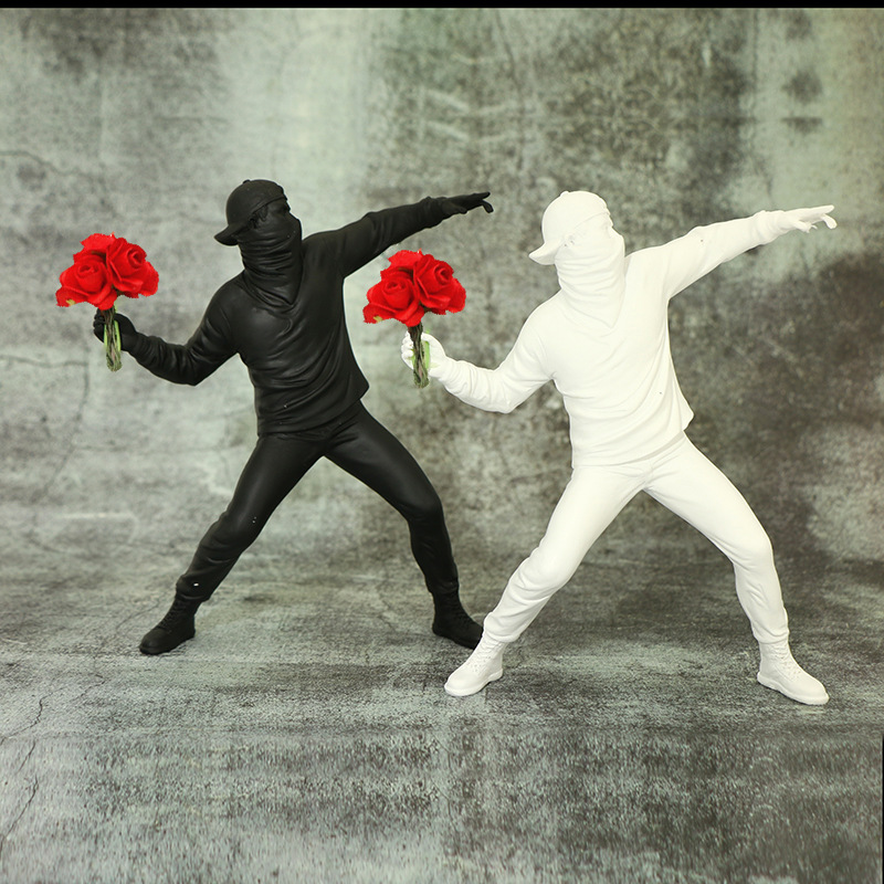 跨境艺术装饰摆件家居时尚创意小摆件班克西抛花男孩礼品摆件