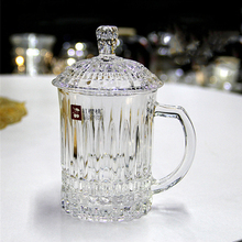 。水晶玻璃杯水杯带盖杯子带把手盖子茶杯家用耐高温有盖女大容量