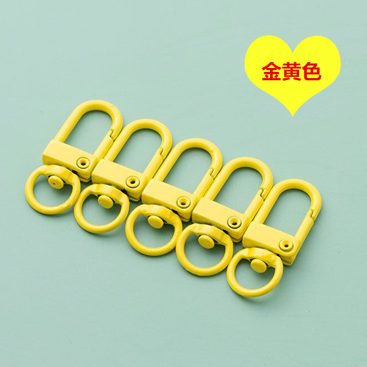 Keychain DIY Accessories Candy Color Paint Metal Bags Buckle Jewelry Accessories U-Shaped Door Latch Rotating Alloy Snap Hook