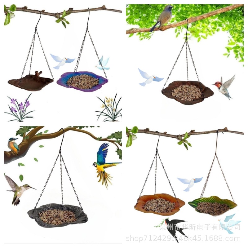 Feeder Outdoor Metal Birds Feeder Hanging Water Feeding Feeder Iron Plate Pendant Cross-Border New Product