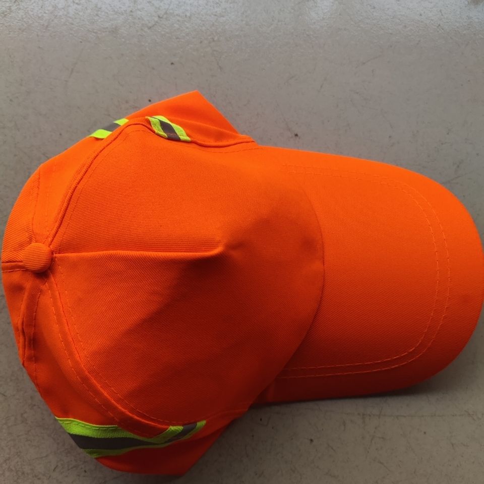 环卫工人工作帽橘色反光条帽子园林环保物业清洁工帽保洁员工帽