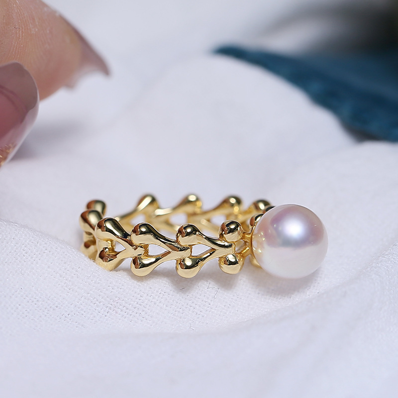 diy配件 s925纯银珍珠戒指空托 时尚高冷指环戒托半成品银托-阿里巴巴