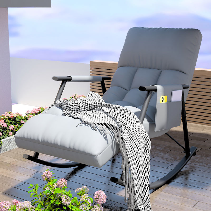 Rocking Chair Balcony Home Casual Rocking Chair Recliner Adult Bedroom Lazy Sofa Living Room Nap for Summer