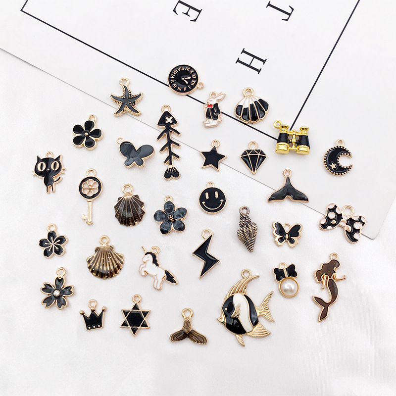 1 Black Series Alloy Drip Pendant Conch Bow Telescope DIY Handmade Jewelry Accessories Wholesale