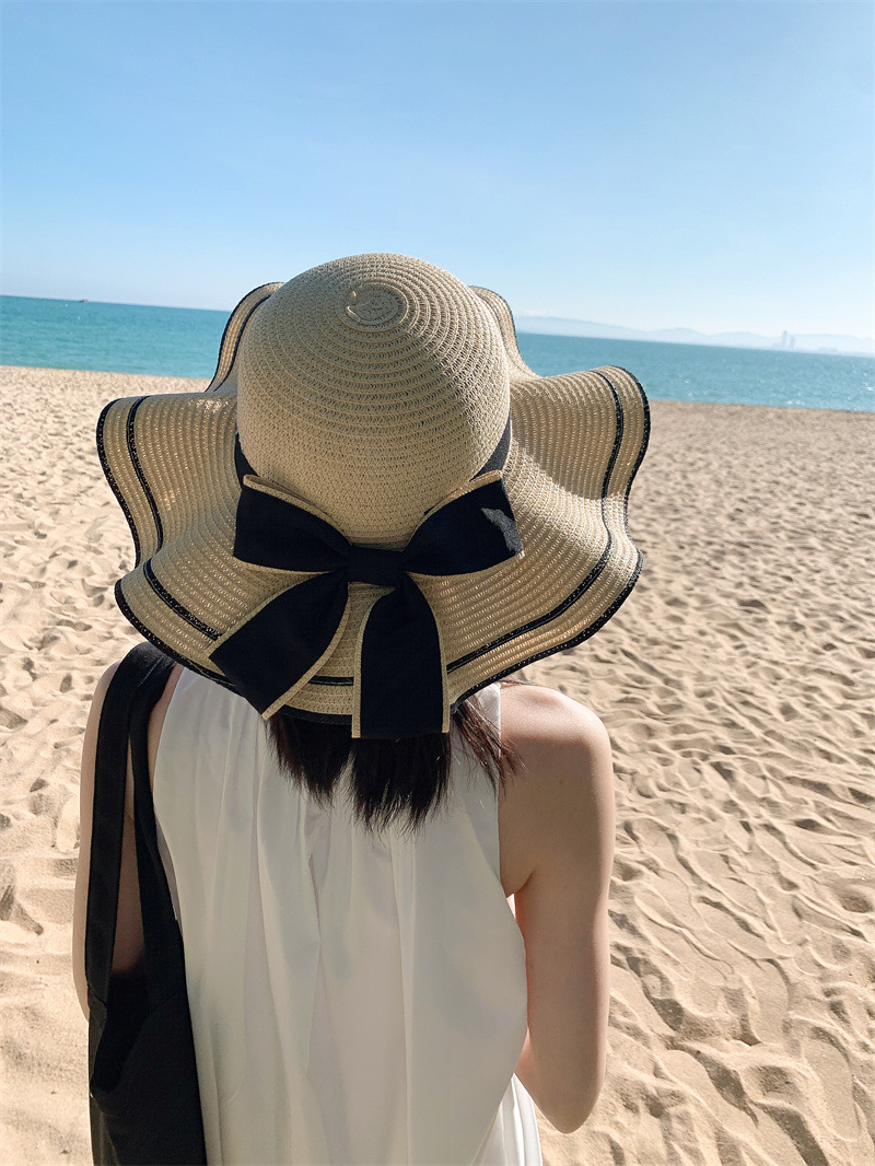 Straw Hat Female Summer Beach Hat Sun Protection by the Sea Outdoor Korean Style Face Cover Travel All-Matching Sun Hat Sun Hat