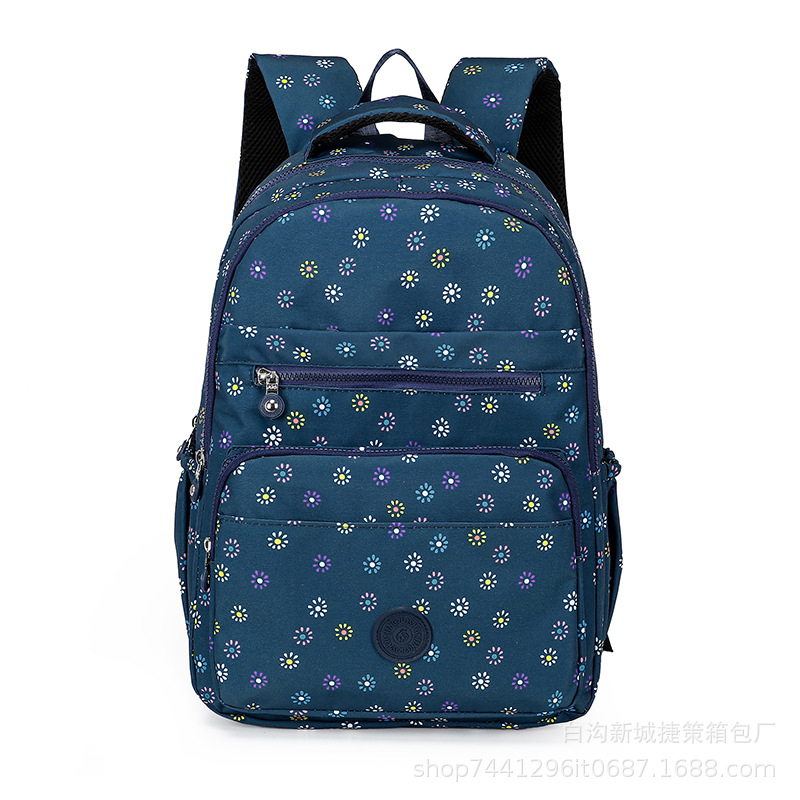 New Backpack Unisex Large Capacity School Bag Nylon Cloth Floral Casual Backpack