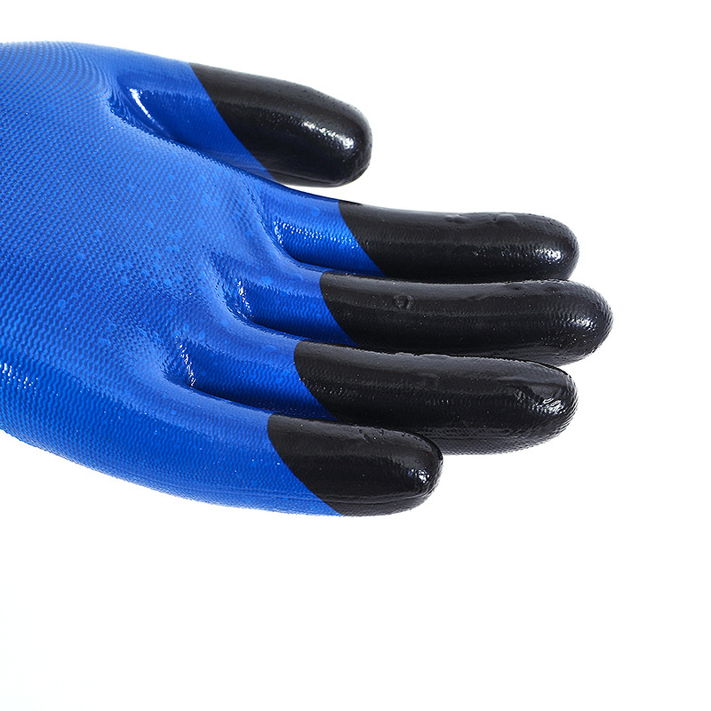 Labor Protection Gloves Nylon Wear-Resistant Breathable Reinforced Finger Nitrile Gloves Non-Slip Dipping Work Nitrile Glove