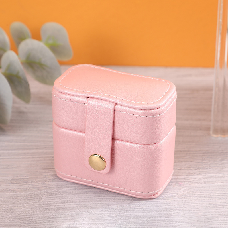 Korean Style Girl Mini Jewelry Box Simple Stud Earrings Ring Portable Accessories Storage Box Pu Leather Fashion Jewelry Box