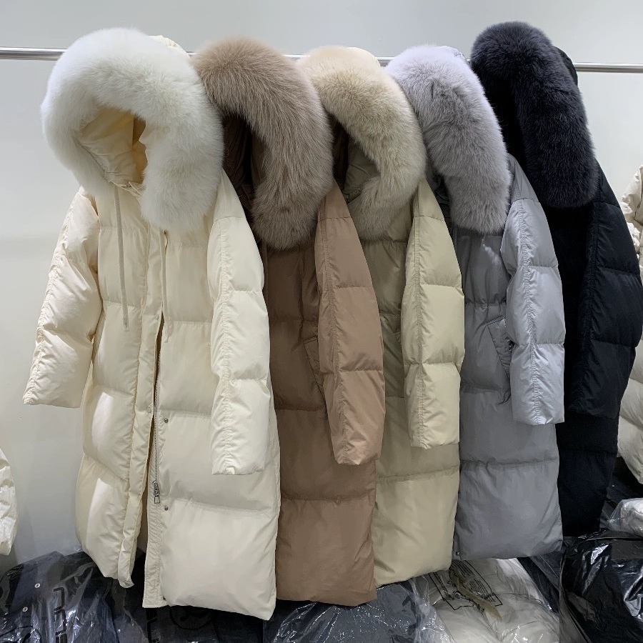 平湖羽绒服2023新款冬季网红爆款大毛领加厚鹅绒羽绒服女款高端女