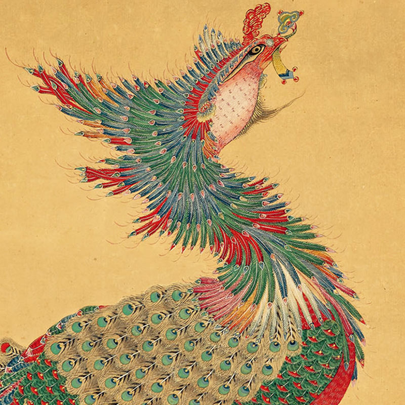 古画丹凤朝阳图挂画中式入户风水玄关花鸟画装饰卷轴吉祥如意凤凰