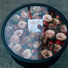 女神礼盒圆形透明水果花盒玫瑰花束包装盒生日透明盒子冬季四件套