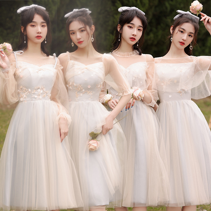 伴娘服女新款夏季仙气质中长款姐妹裙显瘦婚礼伴娘团毕业礼服