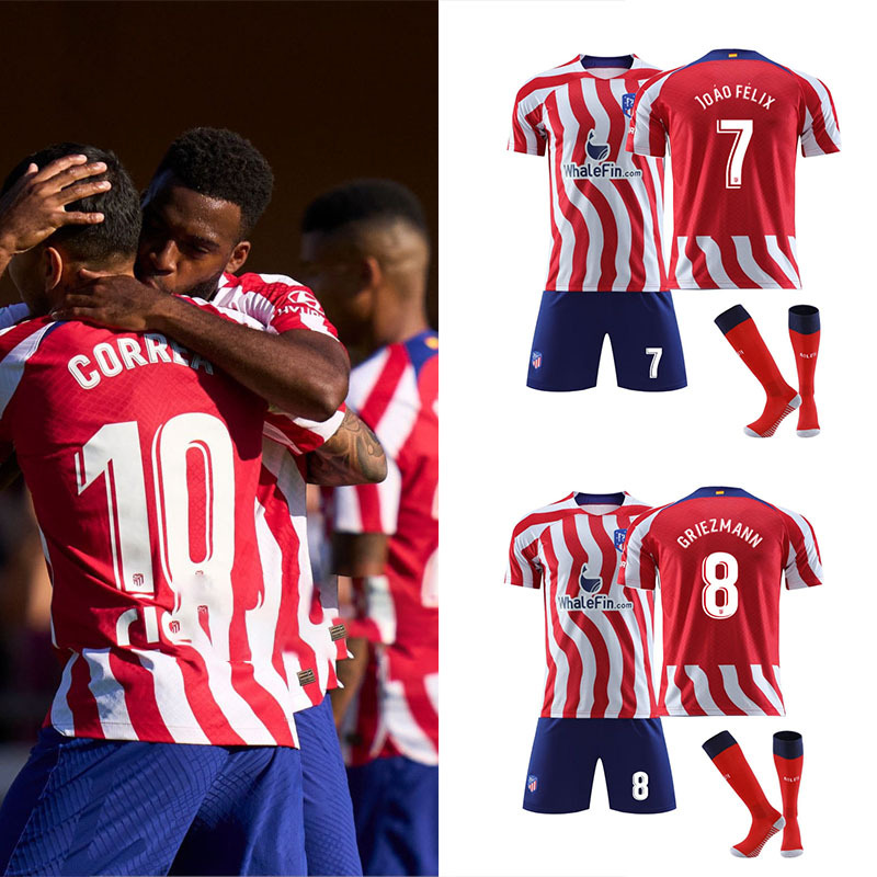 22-23新赛季欧冠马竞主场新款7号菲力克斯8号格列兹曼球迷版球衣