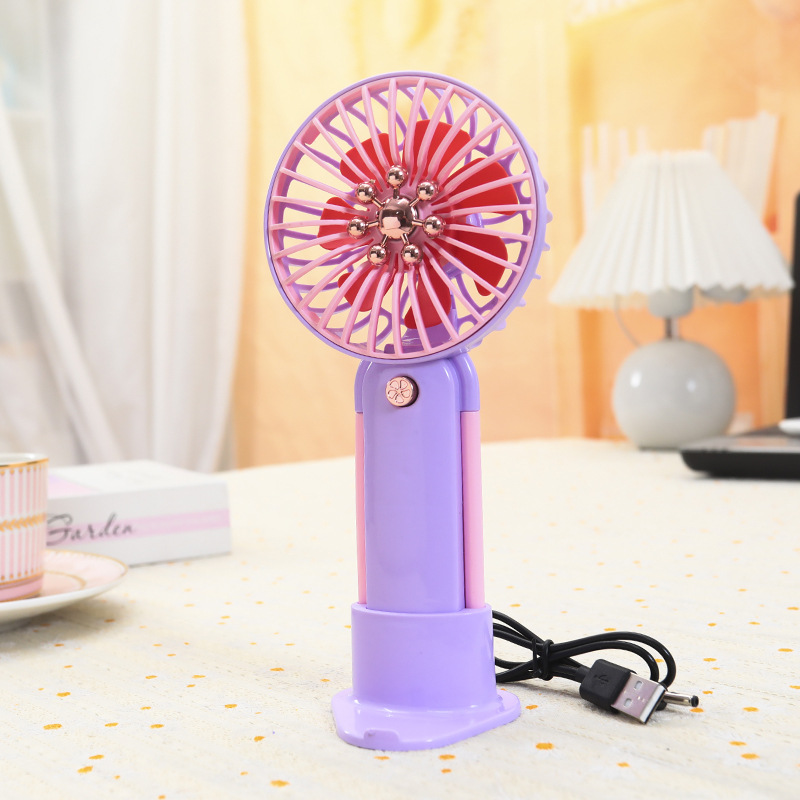 Creative Portable Small Handheld Fan Fun to Changeable Beads Children's Gift Detachable Base Charging Desktop Fan