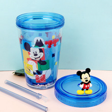 迪士尼儿童水杯宝宝吸管水杯3D漂浮杯夏季塑料杯320ML