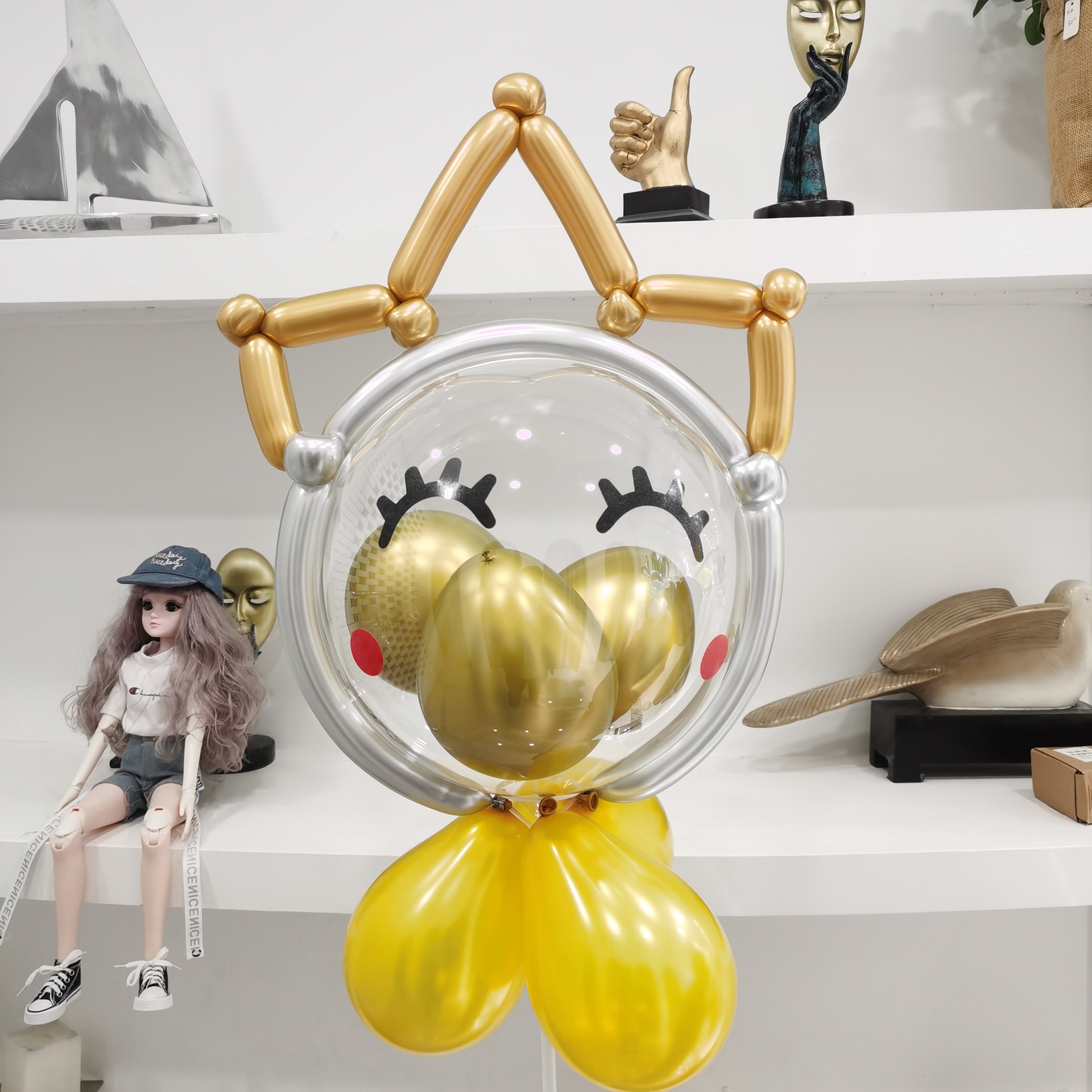 波波球熊猫眼睛贴纸长条造型卡通气球大号眼贴青蛙老虎眼睫毛贴画