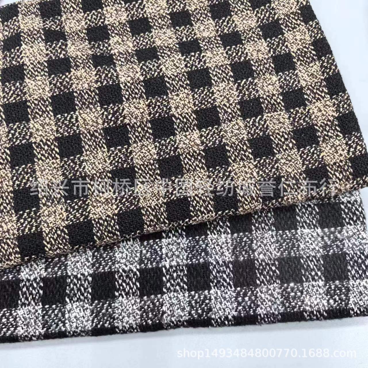 现货秋冬加厚毛呢外套衬衫面料格纹磨毛格子衬衫服装布男装童装