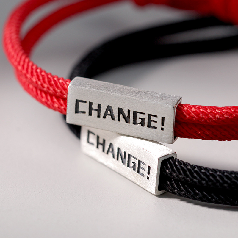 s925银change改变情侣手绳一对男女同款小众设计韩版字母编织手链