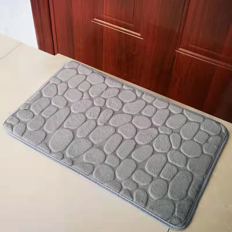 Foot Mat Coral Velvet Embossed Stone Household Memory Foam Bedroom Bathroom Thickening Absorbent Floor Mat Doormat Carpet Non-Slip