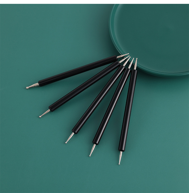 跨境亚马逊新款彩色压痕笔陶艺工具美甲点钻笔 5支双头笔辅助工具