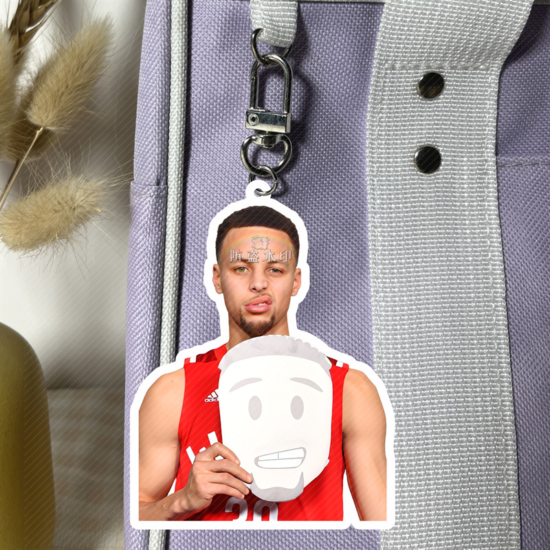 库里白底亚克力双面钥匙扣书包挂件应援周边来图抖音同款-阿里巴巴