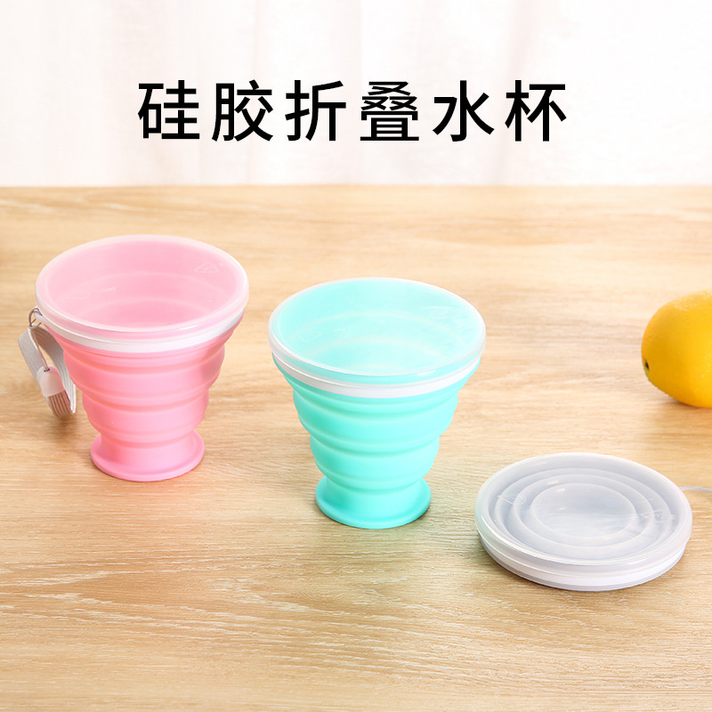 Spot Silicone Folding Tumbler 200ml Net Red Pocket Water Cup Telescopic and Portable Outdoor Camping Gargle Cup