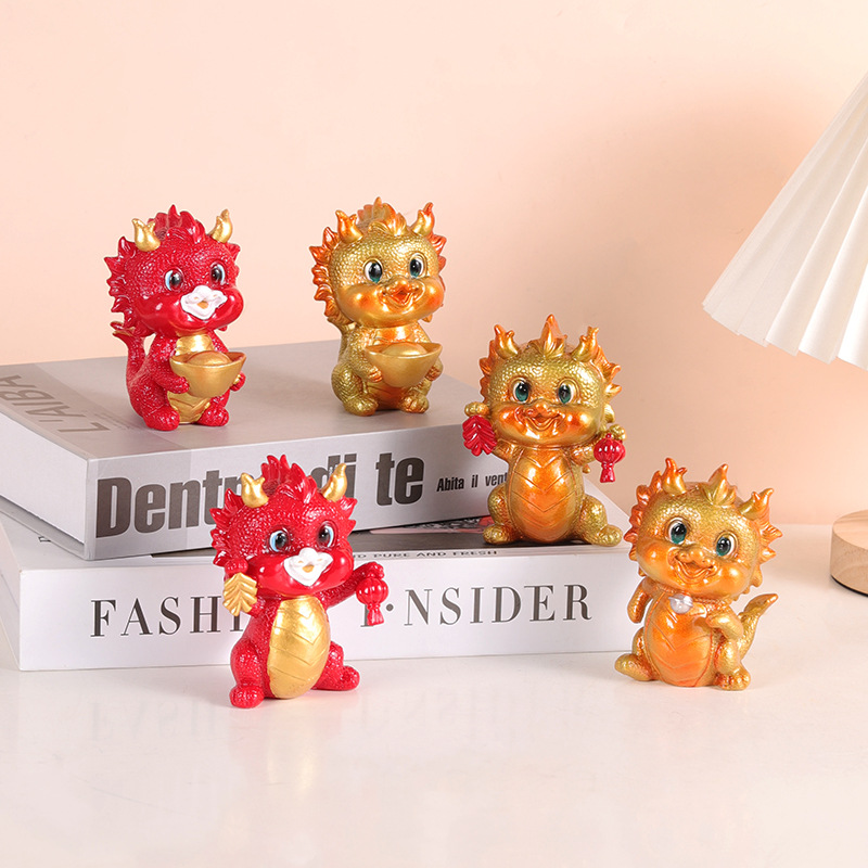 new year auspicious zodiac dragon small ornaments dragon year cultural and creative table decorations mascot hand-held children student gifts