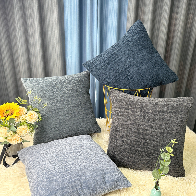 素色柔软抱枕套跨境美式经典乡村靠垫灰蓝色石头纹系列高档沙发枕