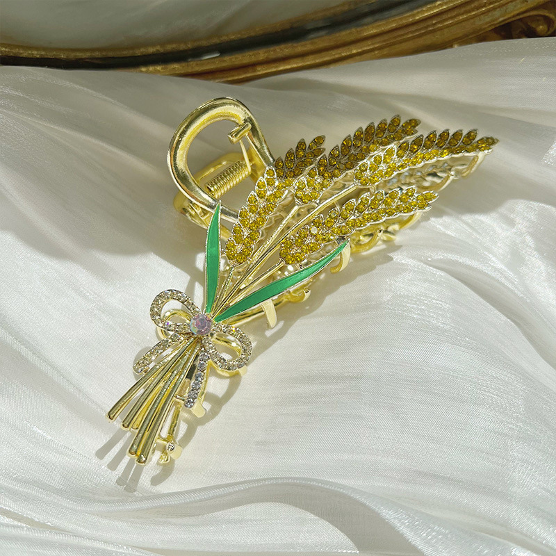 Elegant Gold Wheat Grip Chinese Style Elegant Hair Clip Women's Back Head High-Grade Ancient Style Shark Clip Headdress