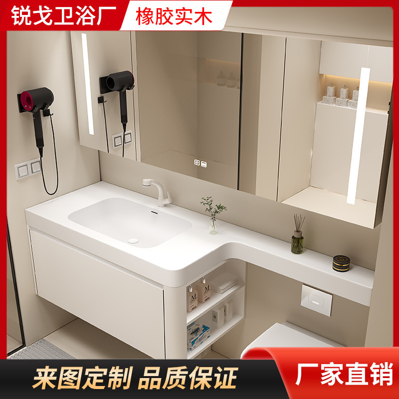 modern minimalist oak bathroom cabinet combination designer corian whole washbin washroom table toilet extension board hand washing