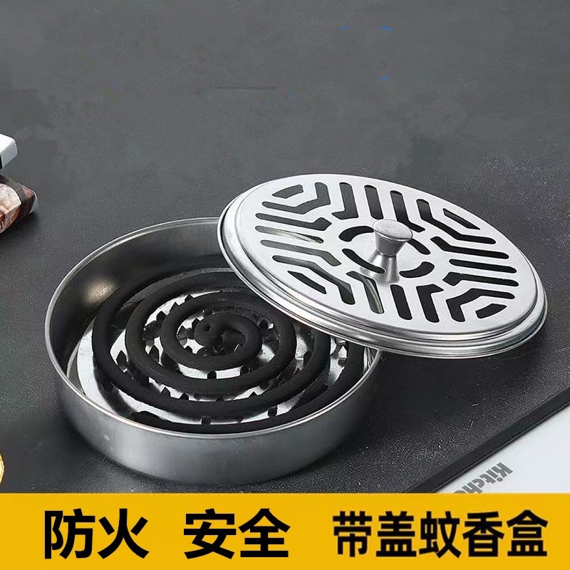 mosquito coil fly killing incense mosquito coil tray convenient incense stand seat iron mosquito-repellent incense tray with lid toilet mosquito-repellent incense gray box