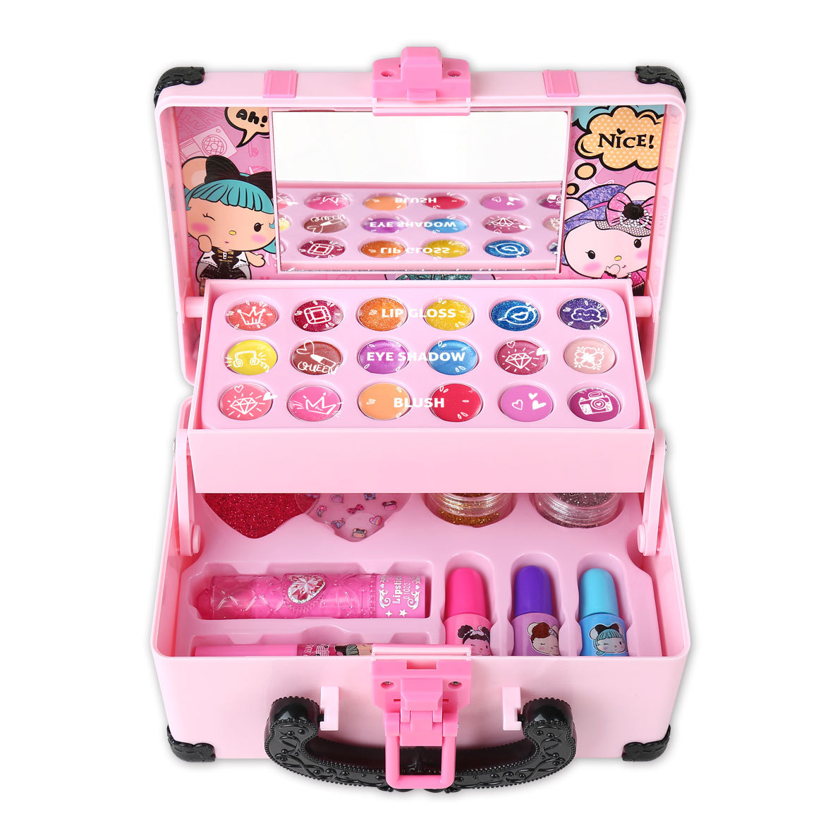 Children Play House Cosmetics Toys Girls Princess Nail Polish Lipstick Eyeshadow Toys Handbag Set Wholesale