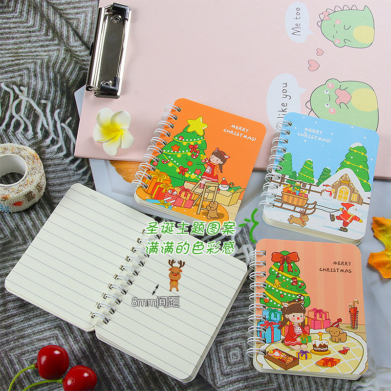 Christmas Series A7 Coil Notebook Flip Notepad Student Festival Prize Gift Notebook Diary Journal Book