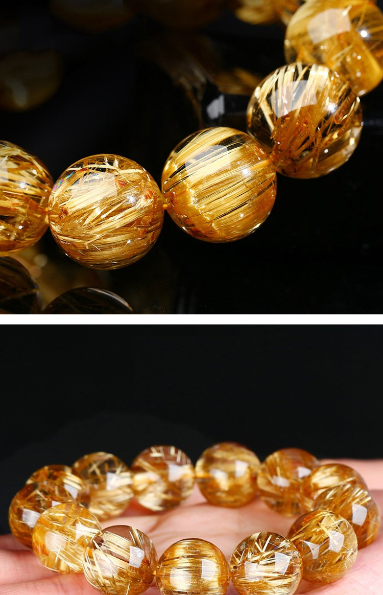 天然巴西金发晶手链男士女招财黄发水晶钛晶手串旺事业转运首饰品