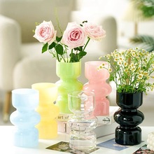 法式中古透明玻璃花瓶桌面摆件客厅小众插花水培鲜花高级感装饰品
