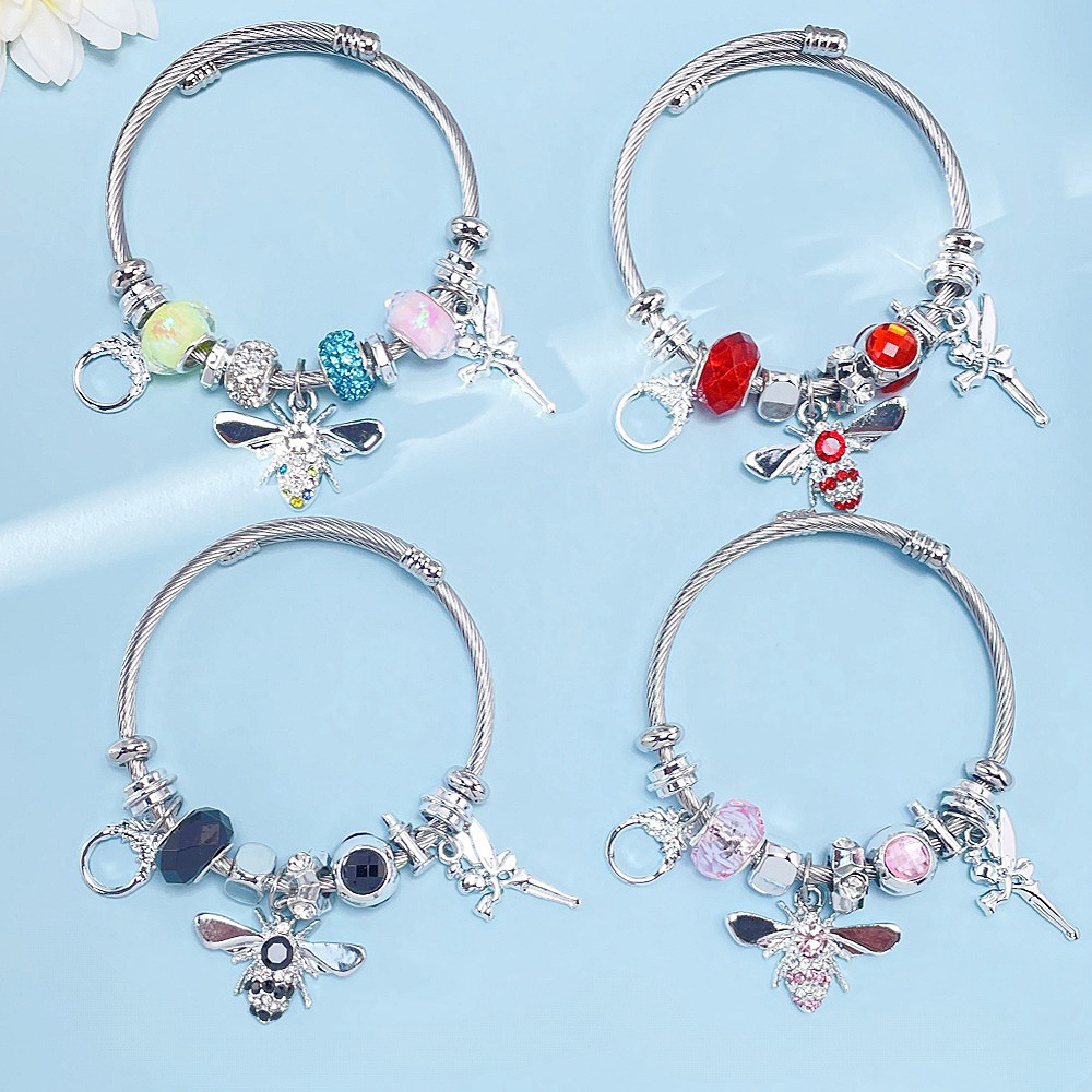 Panjia Bee Bracelet Korean Dongdaemun Small Fresh Bracelet Female Girlfriends Bracelet Stainless Steel Crystal String Beads Bracelet