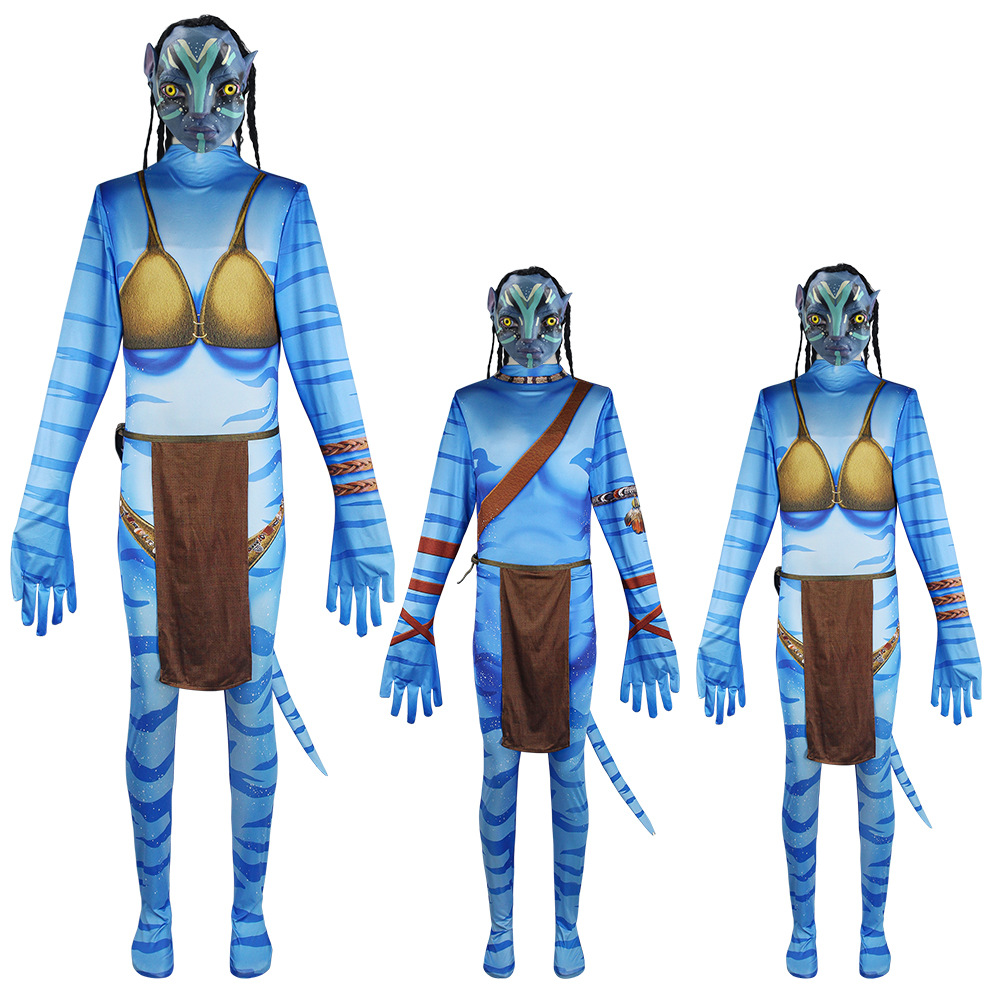 万圣节cosplay阿凡达2儿童衣服舞台服英雄成人装连体紧身衣服装0645
