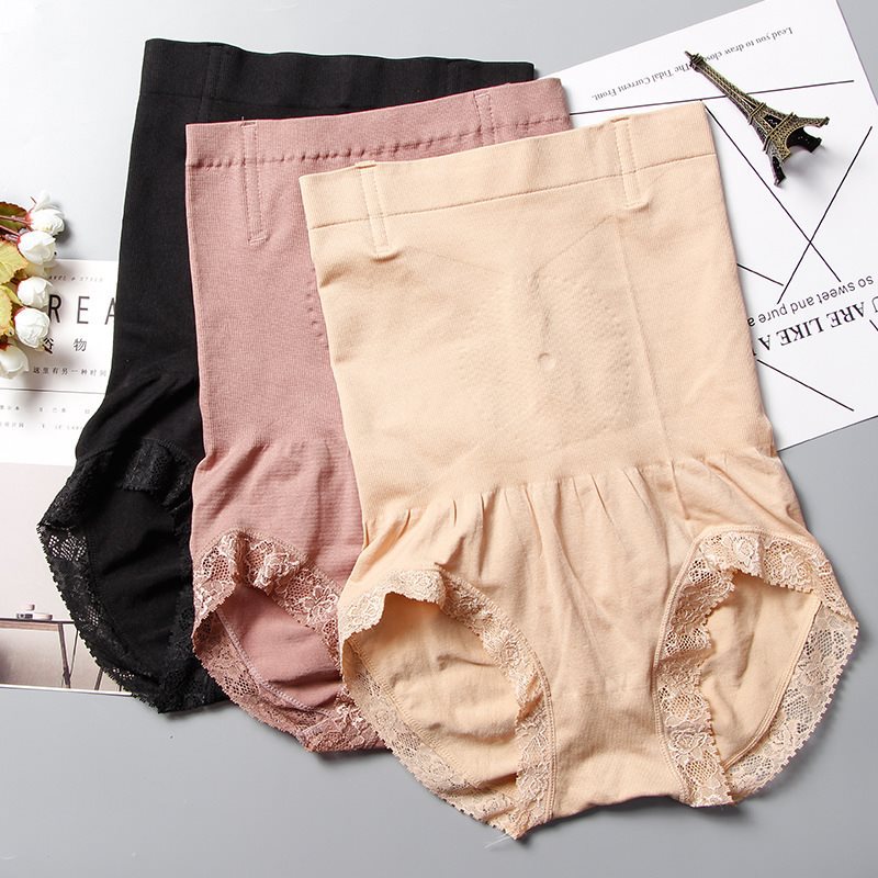 产后无缝高腰收腹磁疗蕾丝收腹提臀美体塑身护腰提臀无痕内裤女