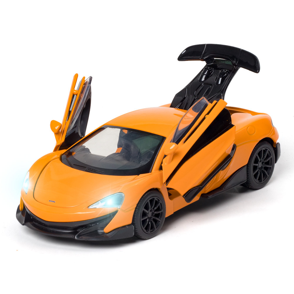 (盒装)迈凯伦600lt跑车模型4开门声光回力功能跨境直播热卖玩具