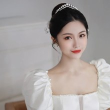 婚礼韩式珍珠皇冠婚纱头饰新娘高级感仙美新款王冠发箍头冠女