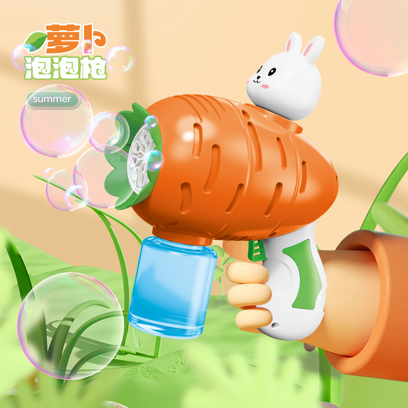Cross-Border Hot Carrot Bubble Gun 10-Hole Automatic Rabbit Electric Lamplight Bubble Outdoor Bubble Blowing Toy