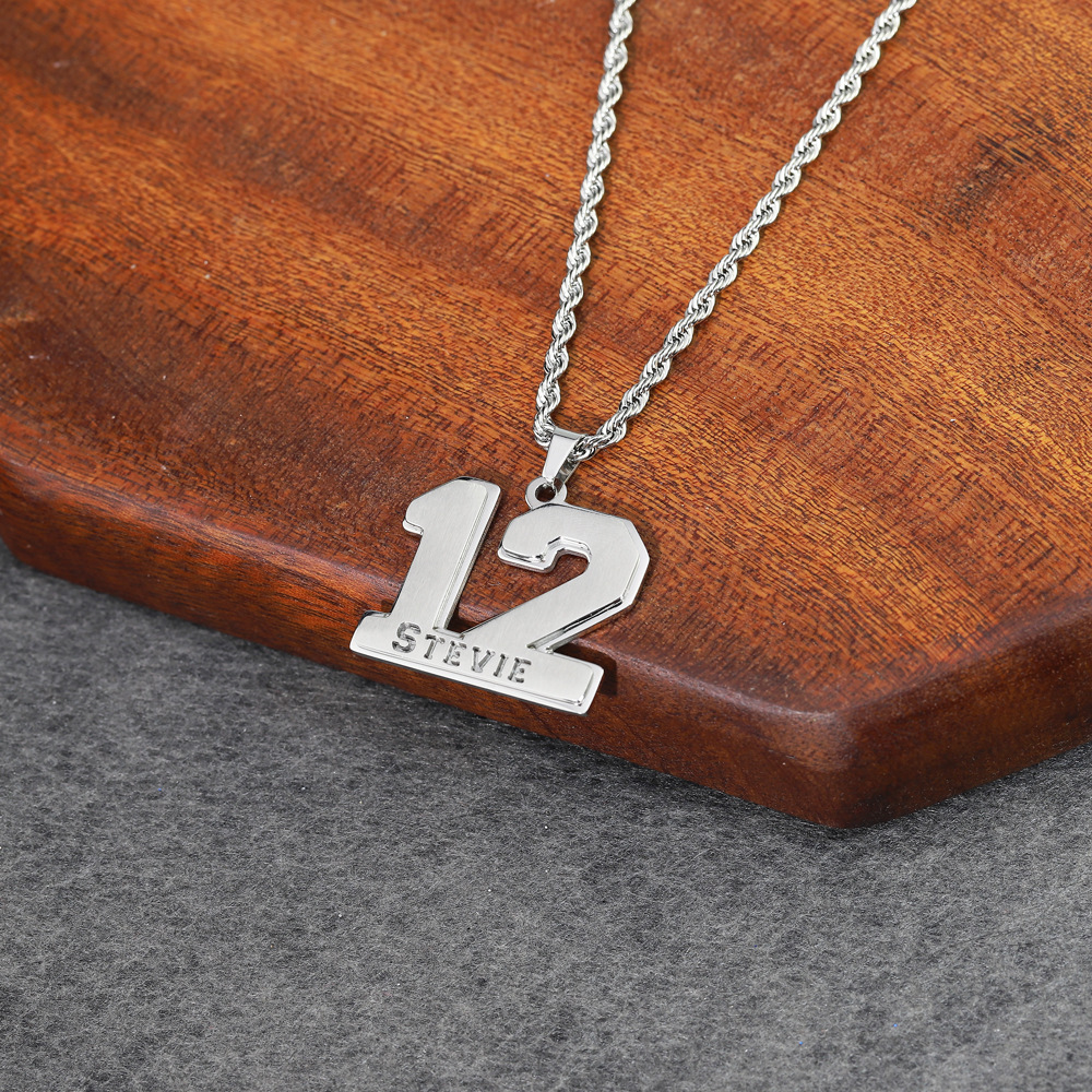 欧美速卖通数字12麻花项链男士炫酷数字锁骨链时尚个性嘻哈风项链