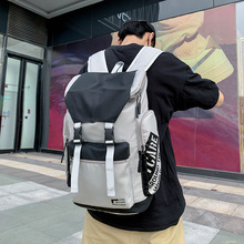 双肩包男士2022潮流新款日系中学生书包韩版工装旅行背包户外休闲