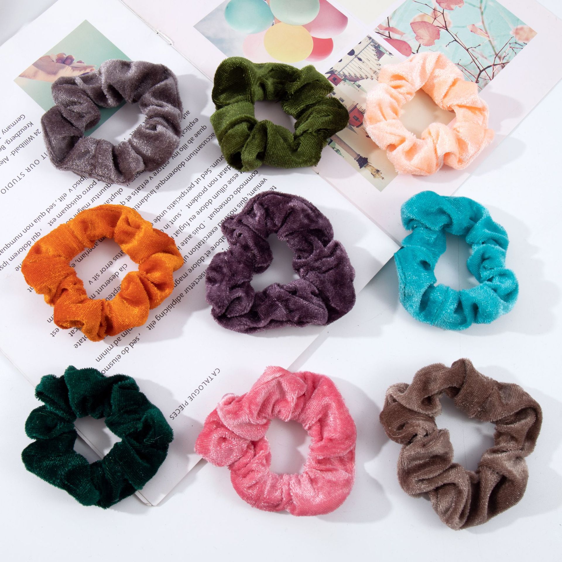 Cross-Border South Korea Dongdaemun European and American Style Flannel Large Intestine Hair Band Golden Velvet Cloth Top Cuft Headband Hair Rope Hair Accessories Wholesale