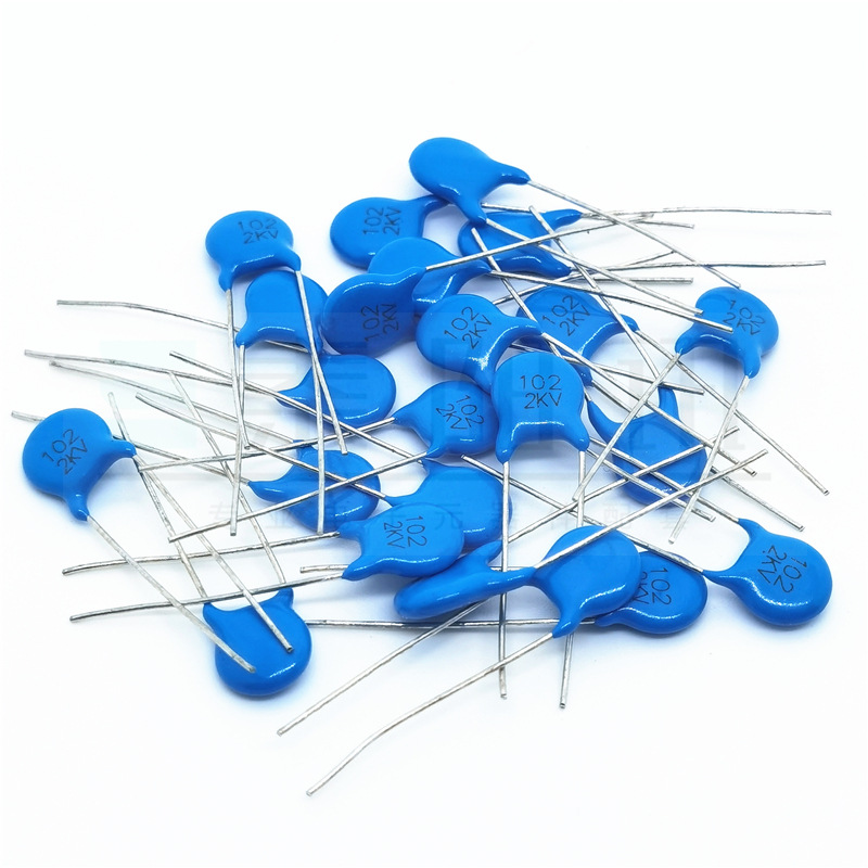 高压瓷片电容器102m 1nf 1000pf 2kv 2000v 20% y5v 插件蓝色陶瓷